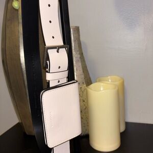 All Saints Light Pink and Black Leather Belt